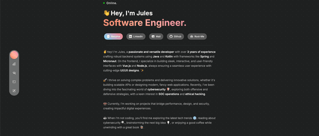 Capture d'écran du projet Portfolio